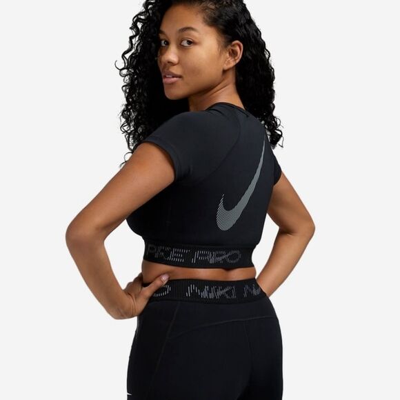 Nike Pro Dri-FIT Short-Sleeve Cropped Top Gym T-Shirt Women's XS New HM6369-010 - Picture 15 of 15